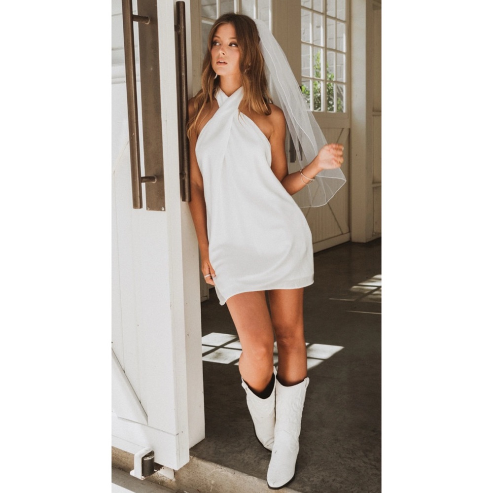 Show Me Your MuMu White Halter Mini Dress
